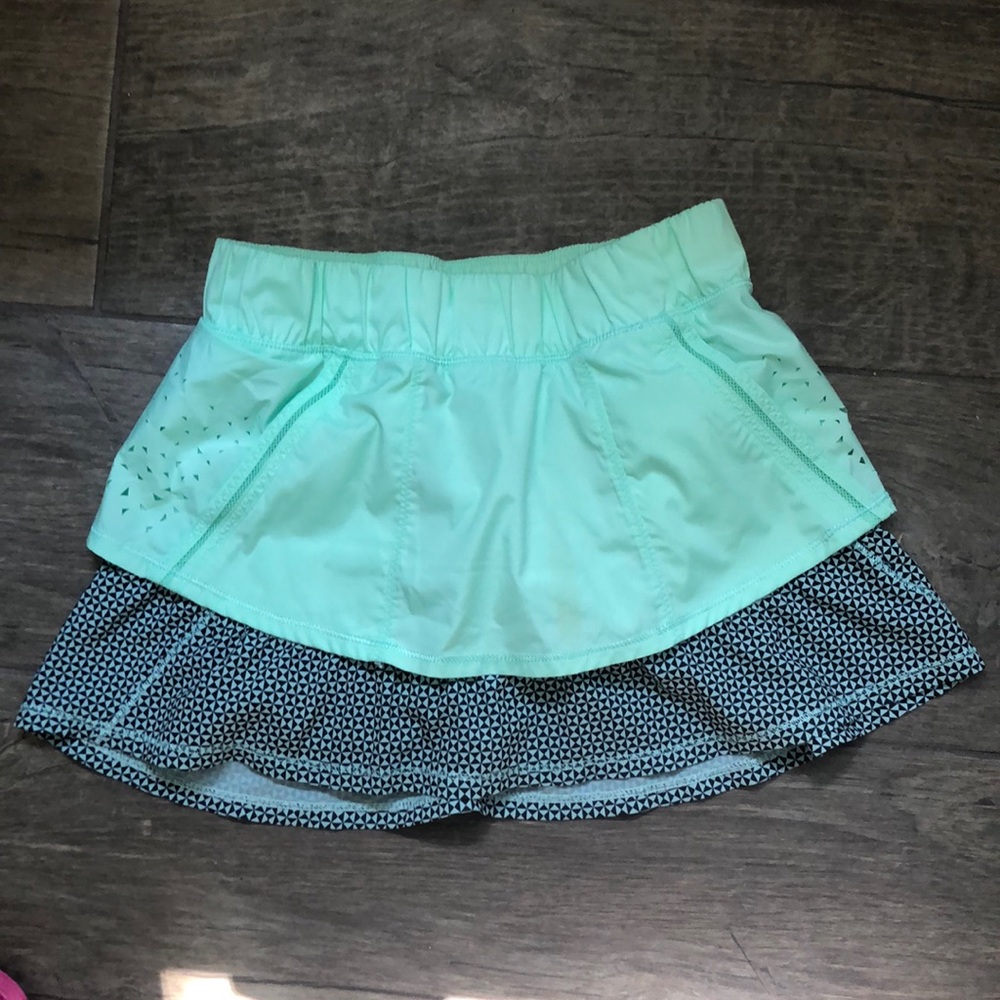 Lululemon Mint Green Black Check Skirt - 2